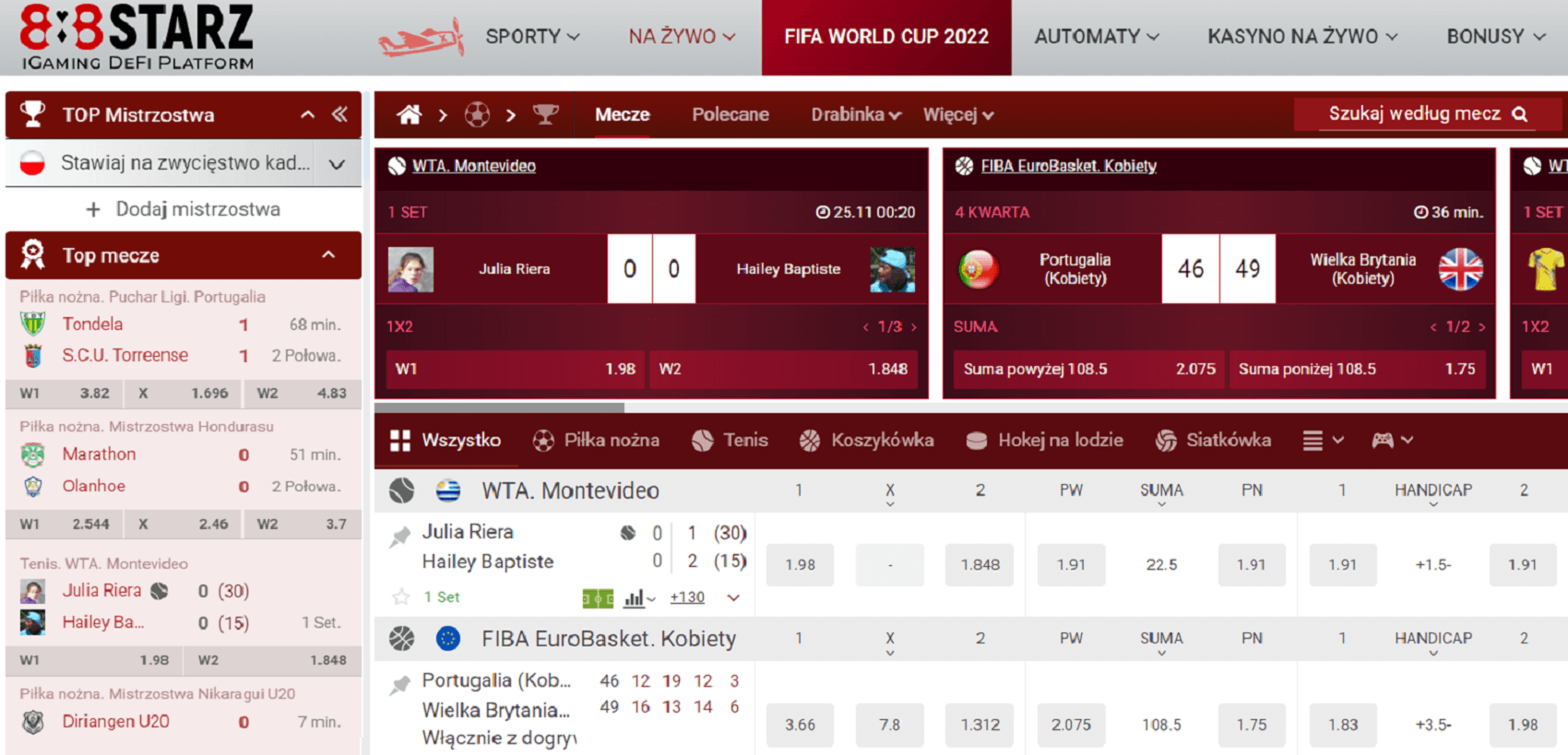 888starz Casino bukmacher screenshot