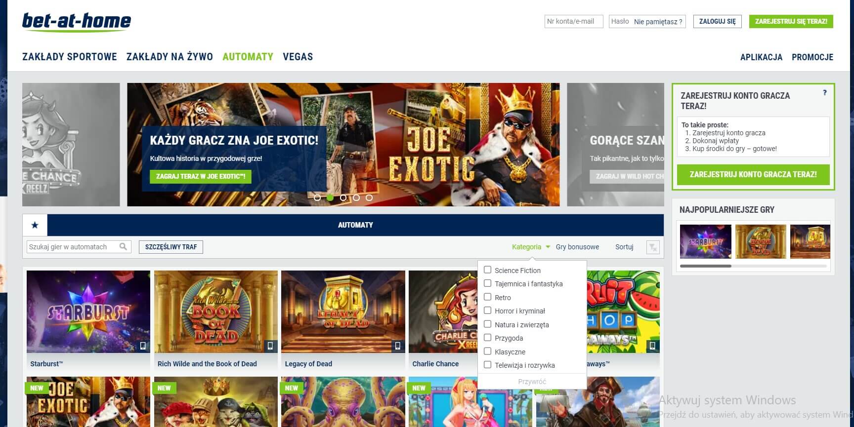 bet at home automaty hazardowe screenshot