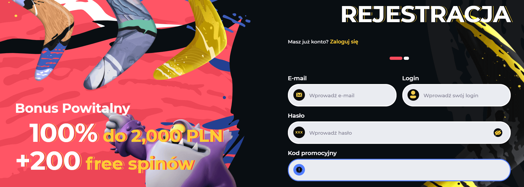 boomerang casino rejestracja i logowanie screenshot