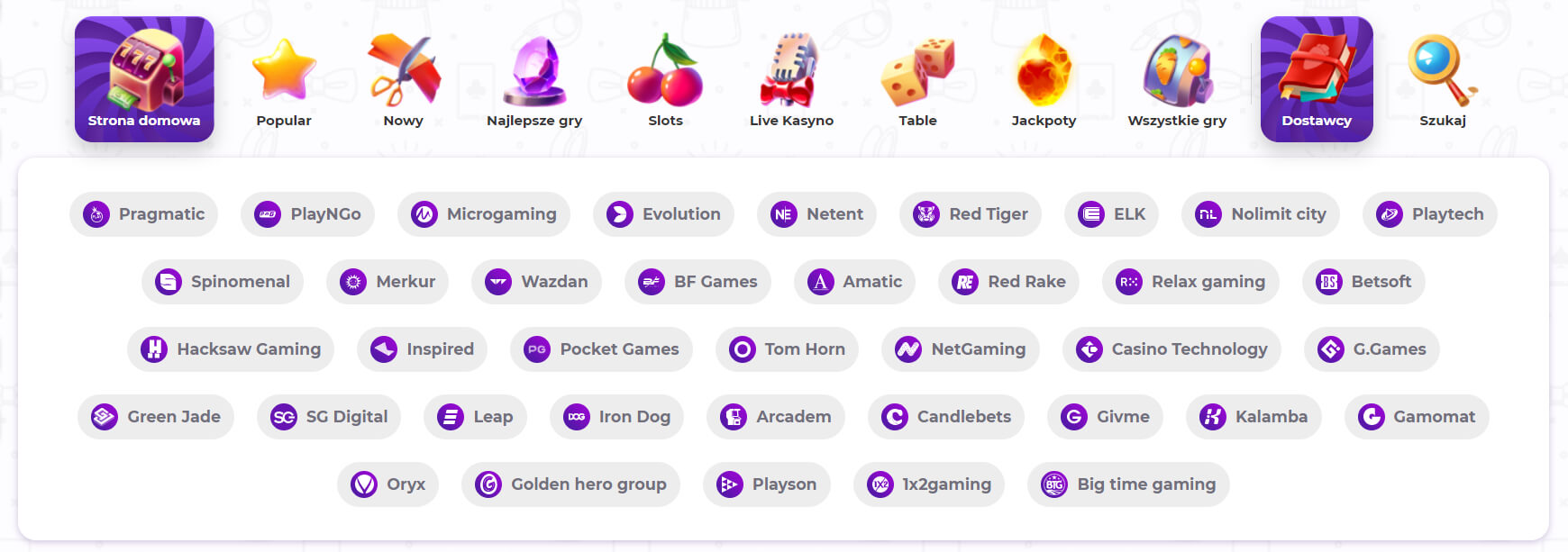 dostawcy gier w cadabrus casino screenshot
