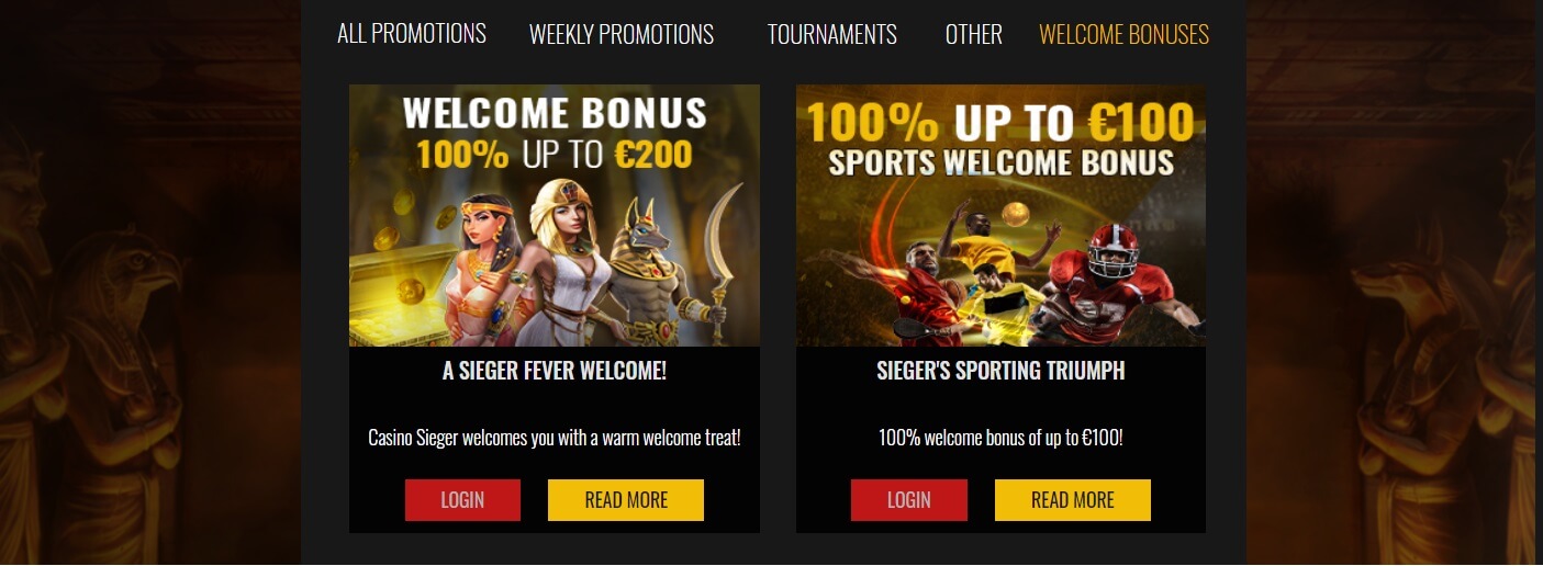 Casinosieger gbonus powitalny screenshot