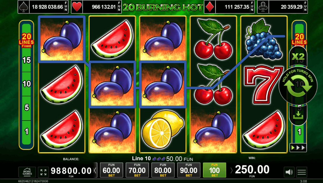 20 Burning Hot jackpot