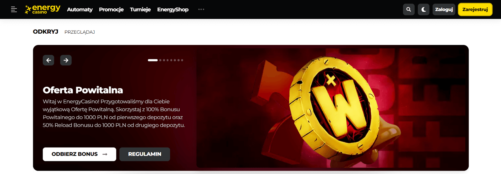 Energy Casino Bonus Bez Depozytu screenshot