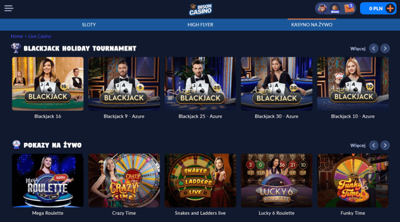 Gry na żywo w Bison Casino