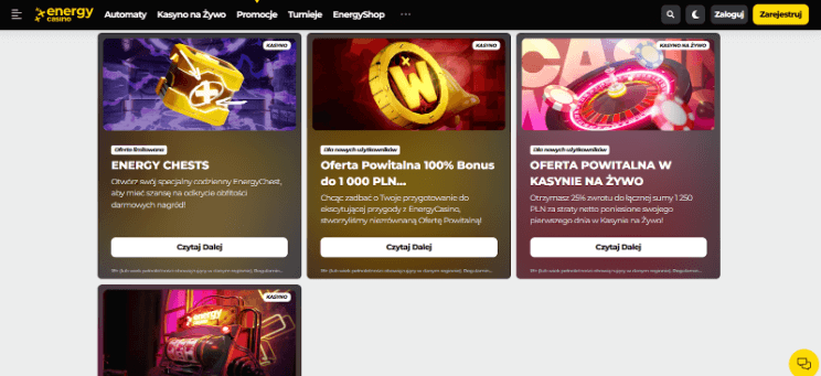 Inne promocje i turnieje w Energy Casino online