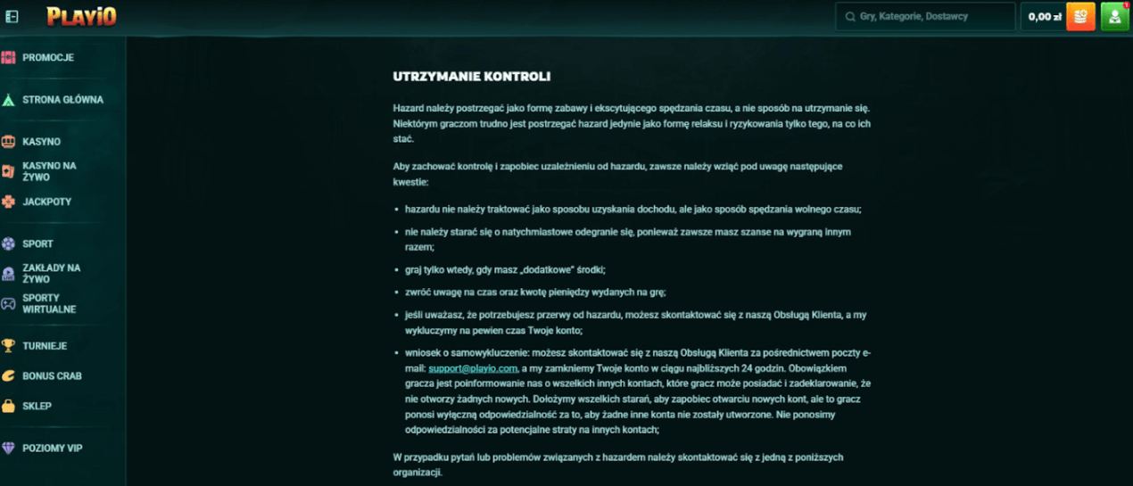 Jak usunac swoje konto w Playio casino 1