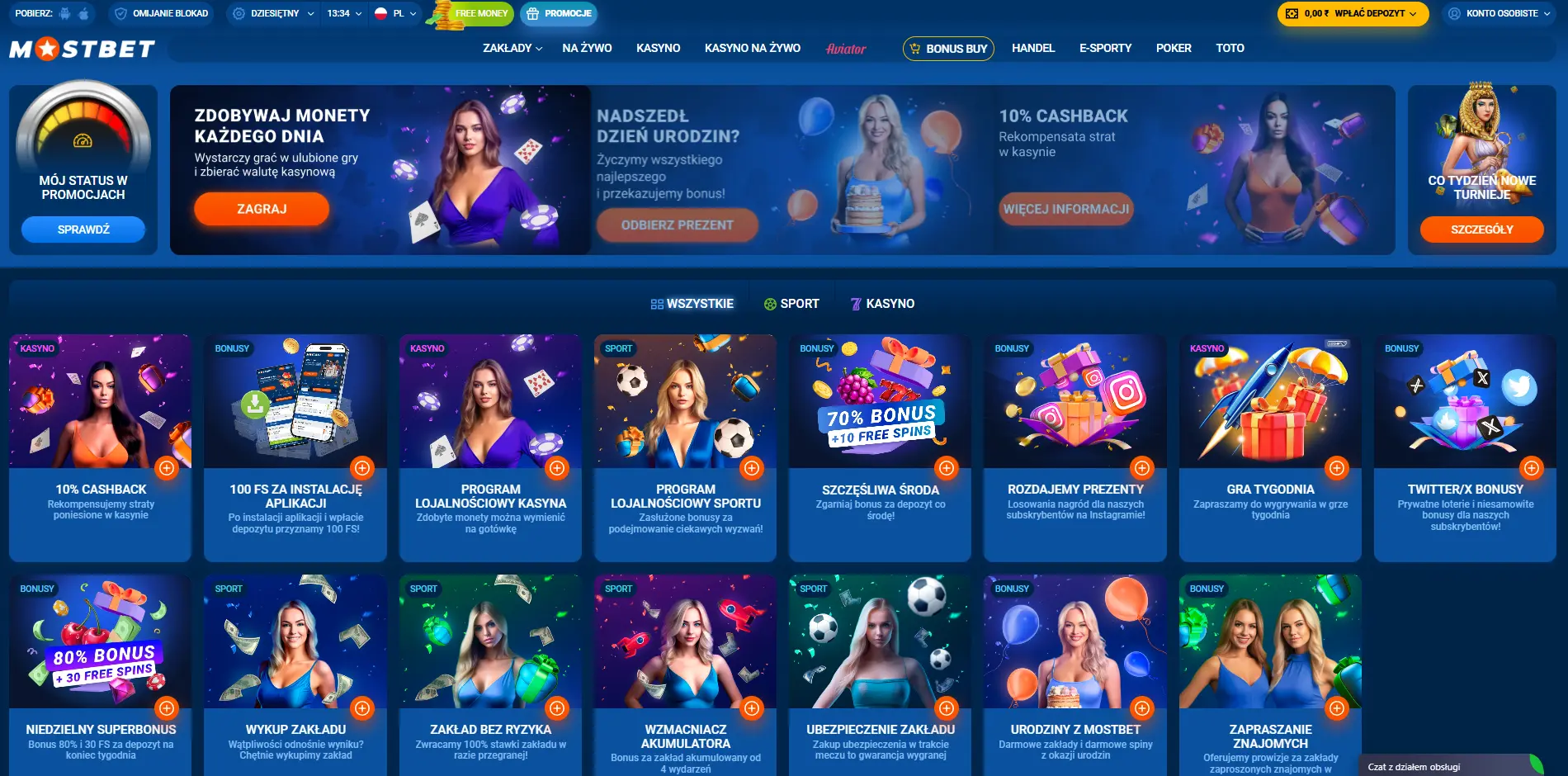 wszystkie promocje i bonusy MostBet Casino