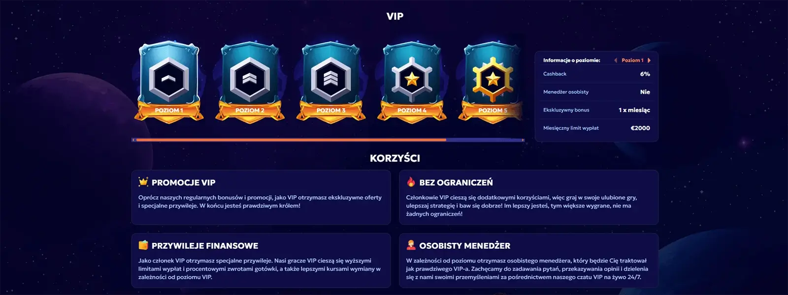 Program VIP w kasynie Winarius