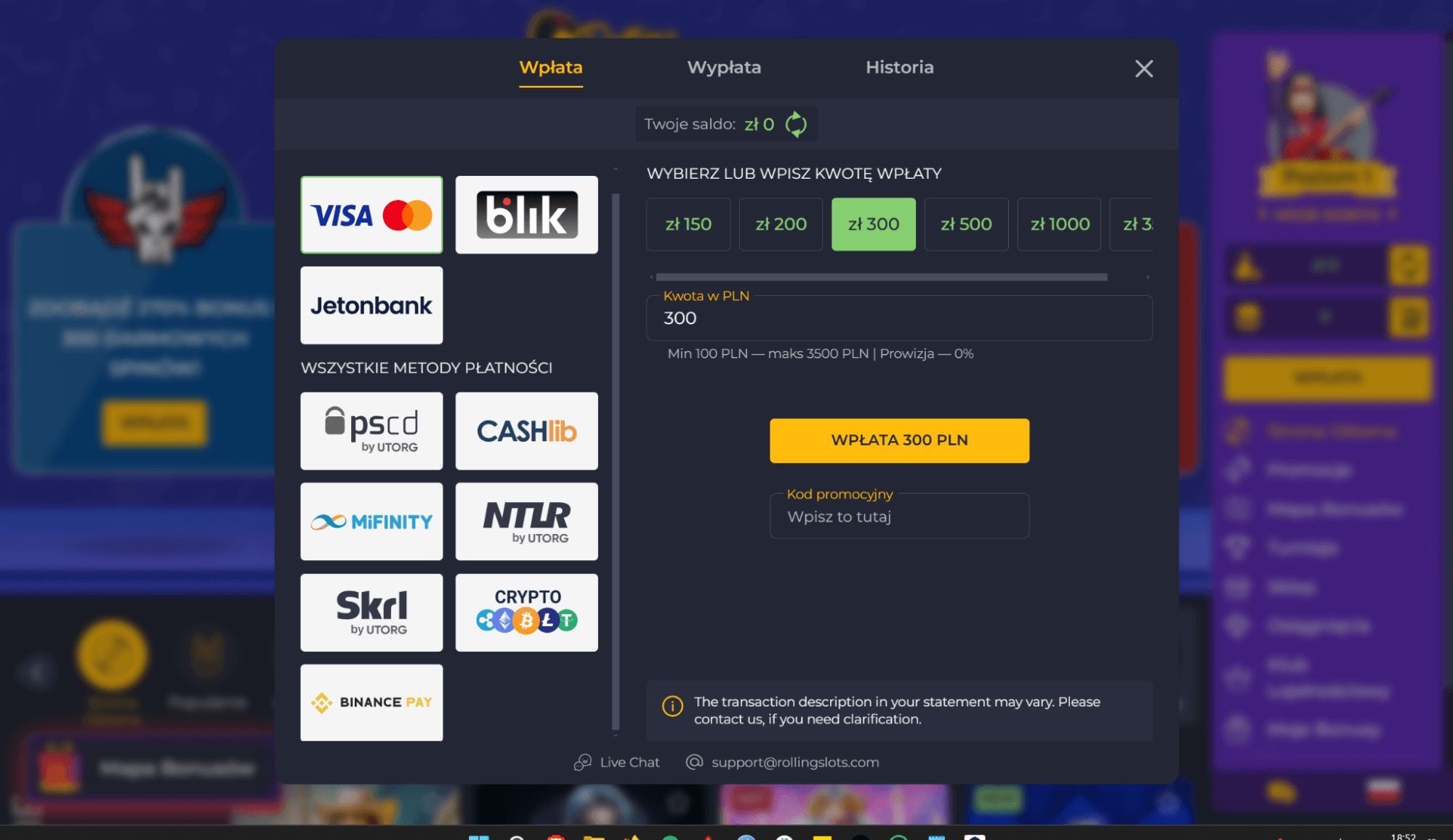 RollingSlots PaySafecard
