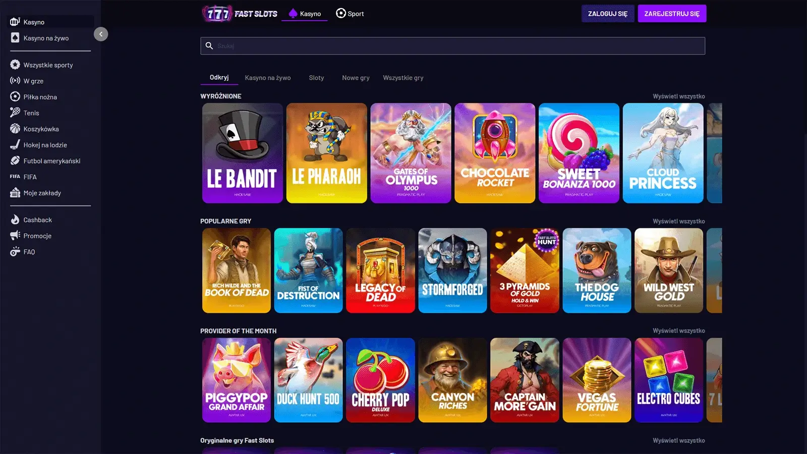 Rozrywka w kasynie Fast Slots
