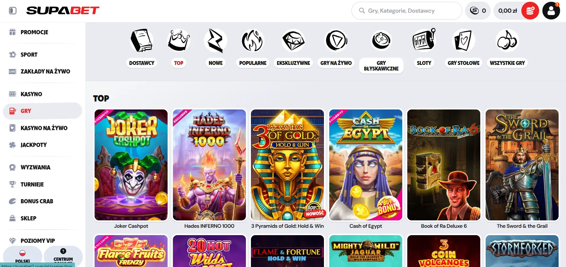 SupaBet Casino Gry