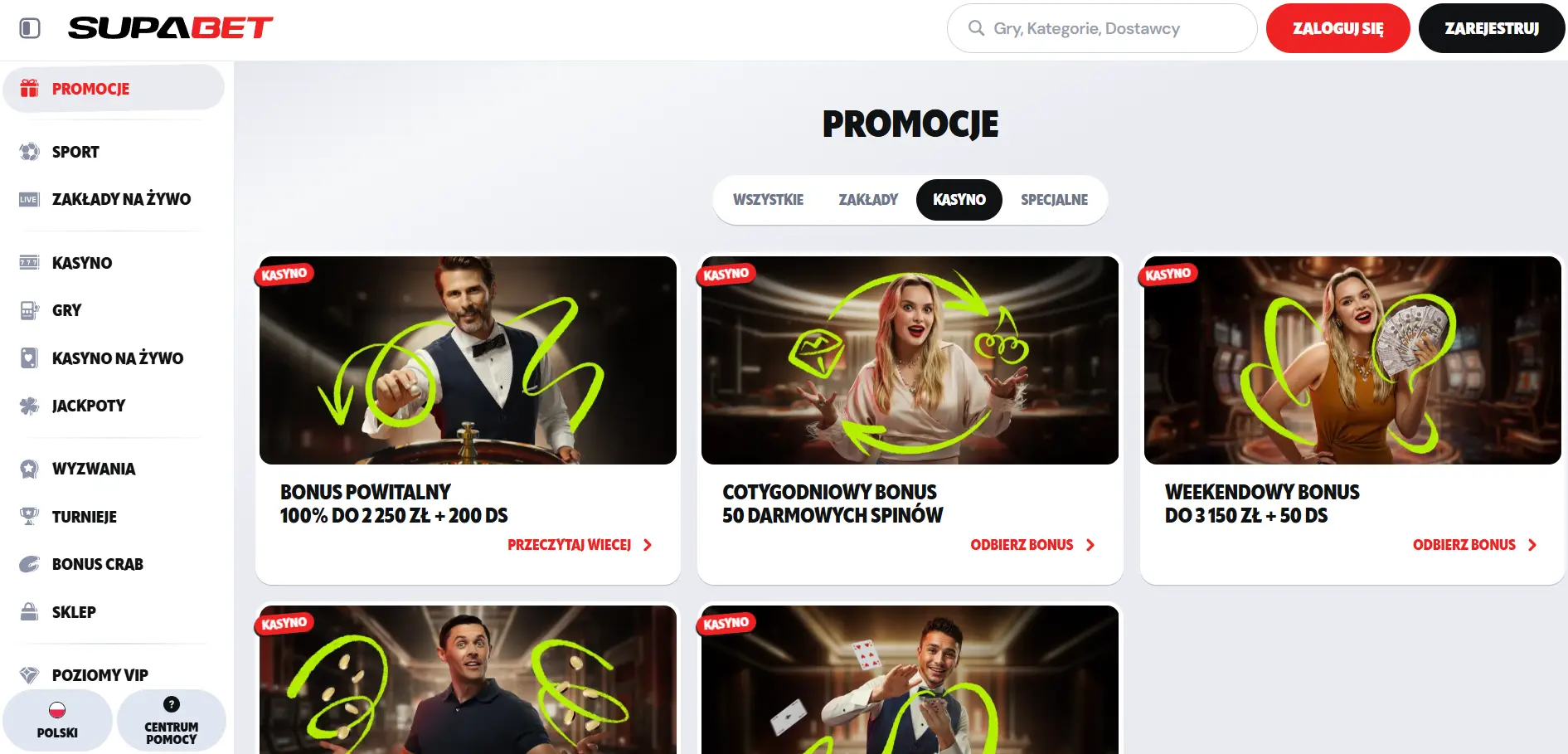 Oferta bonusów i promocji Supabet