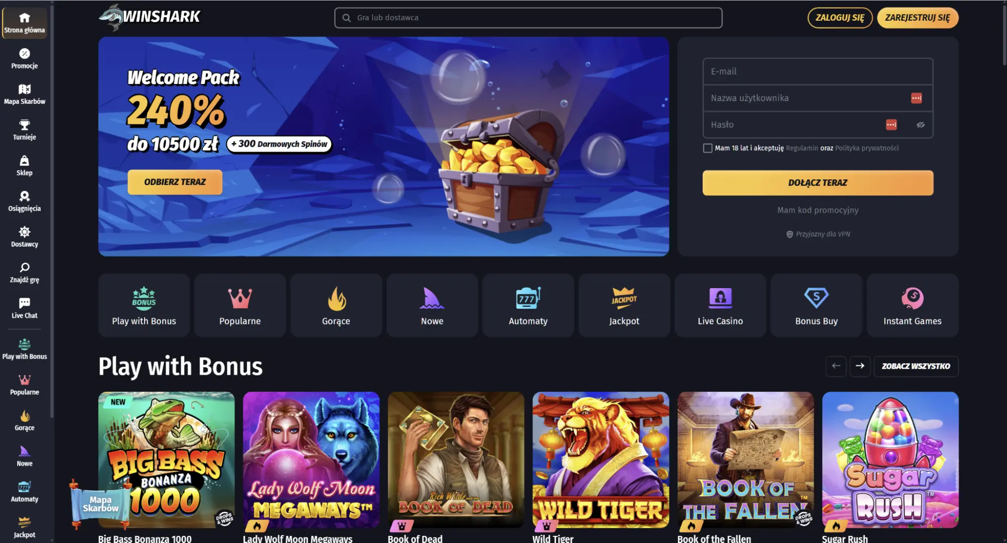Winshark Casino z niemieckiego adresu IP