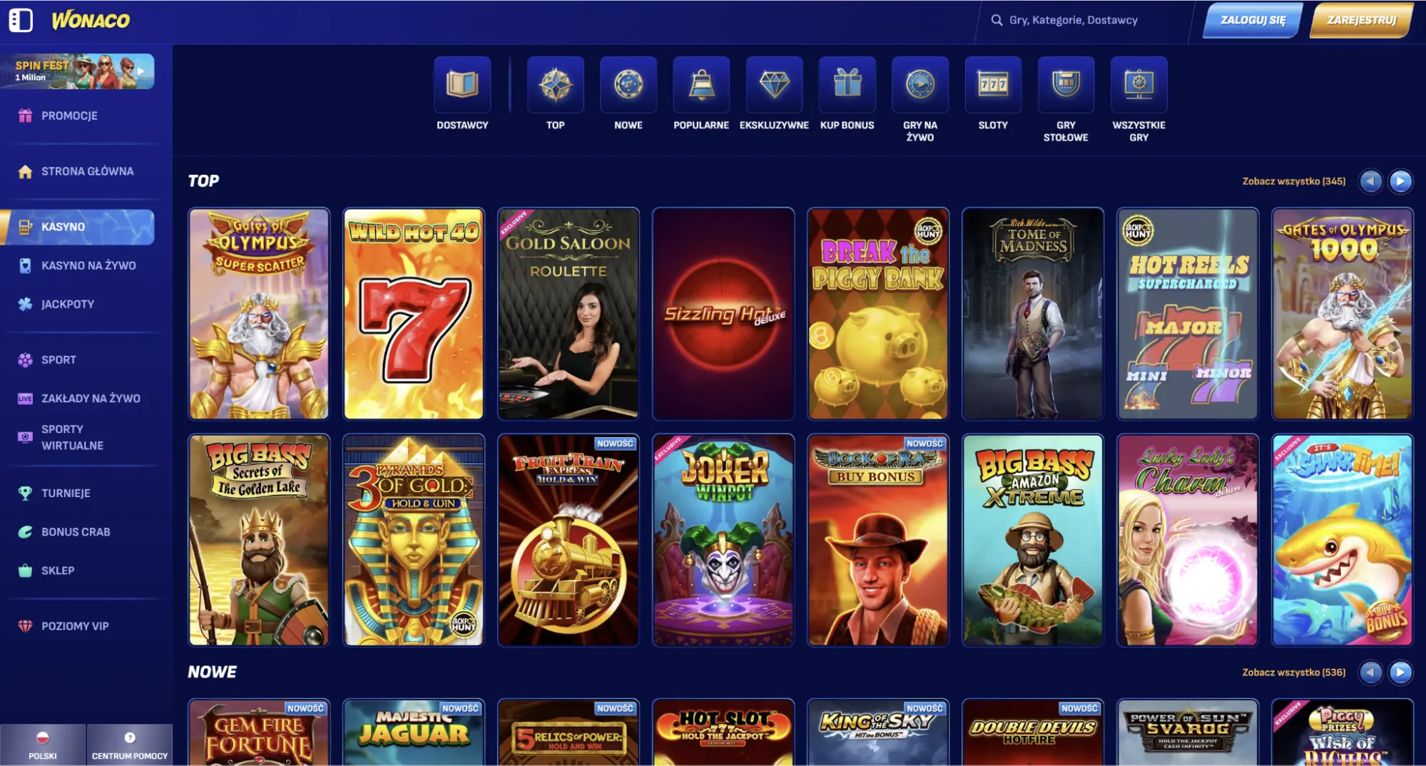 Wonaco Casino z niemieckiego adresu IP