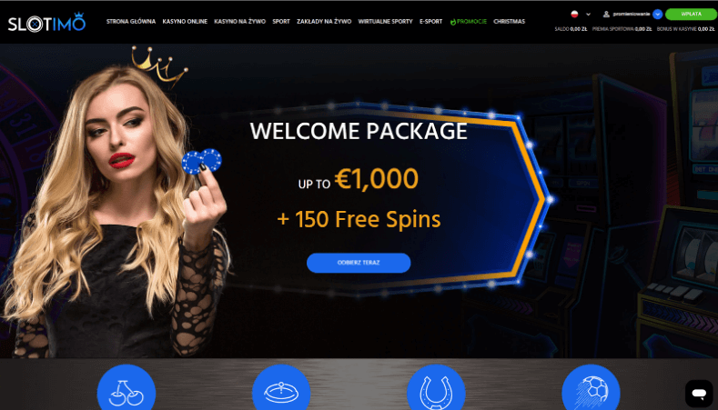 Wygląd strony Slotimo Casino
