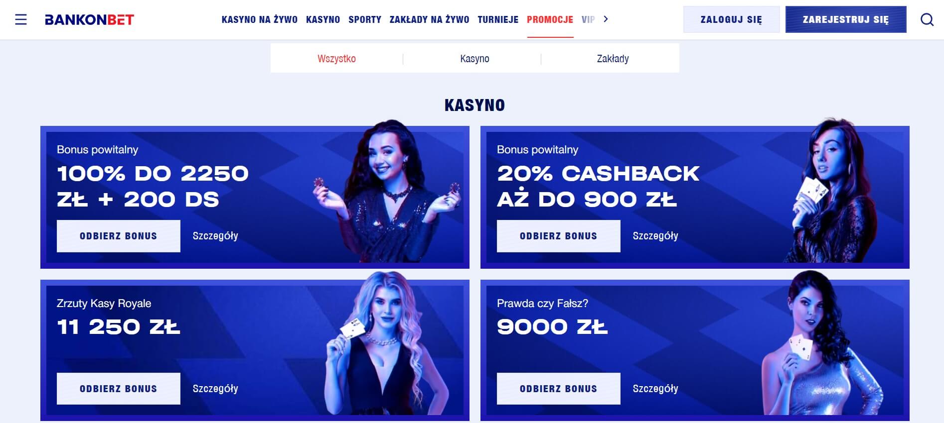 Bankonbet bonusy powitalne screenshot
