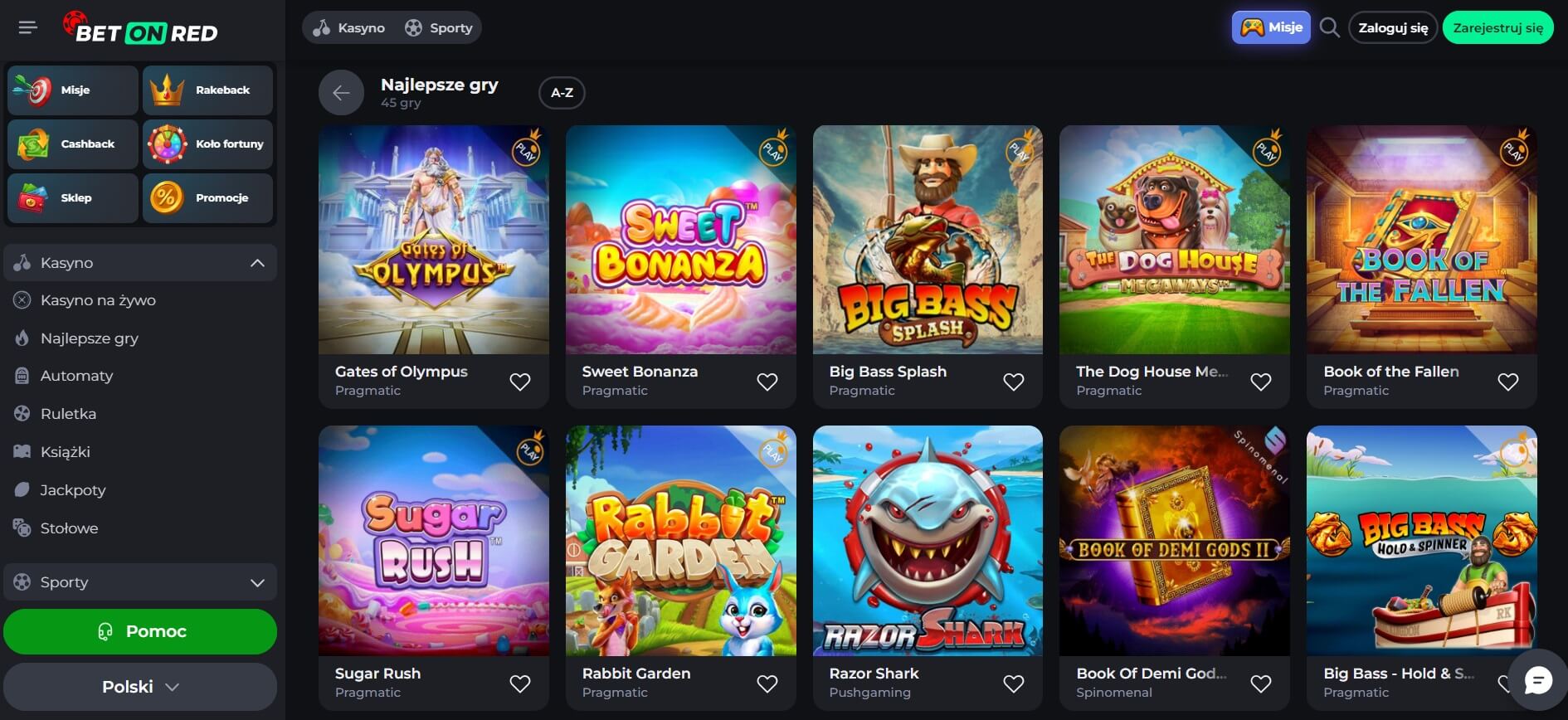Betonred casino gry screenshot