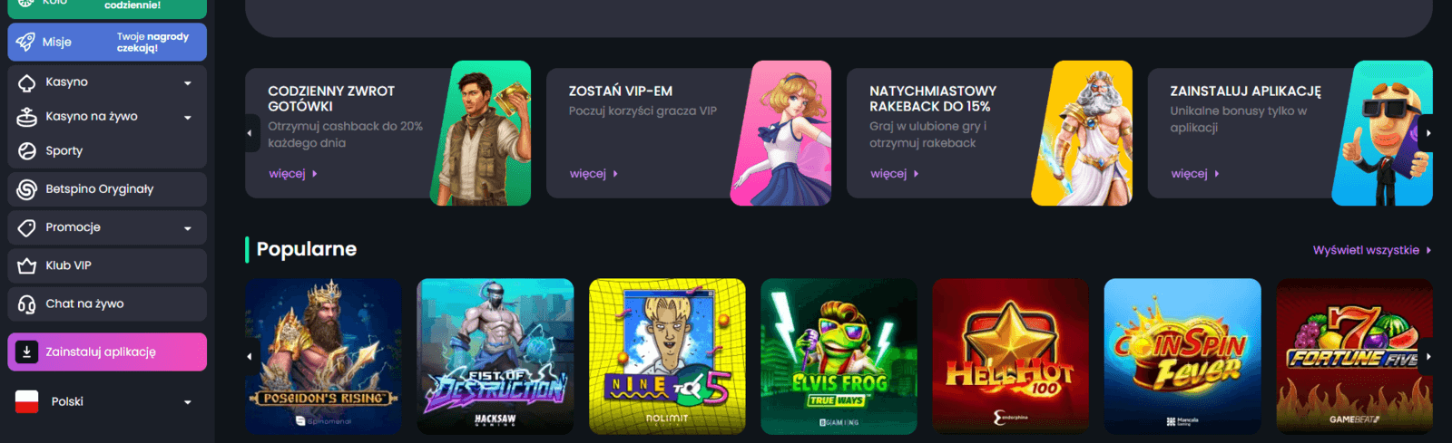Betspino Bonusy screenshot
