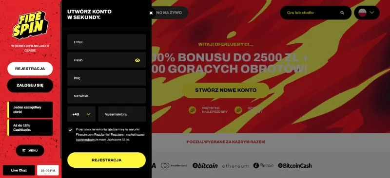 FireSpin Casino Registration