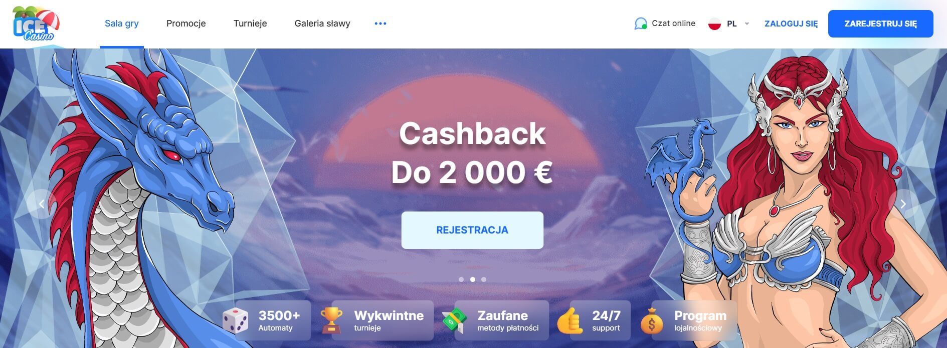 Strona kasyna IceCasino z bonusem screenshot