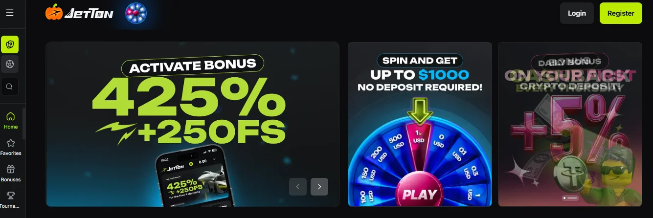 JetTon Casino Homepage