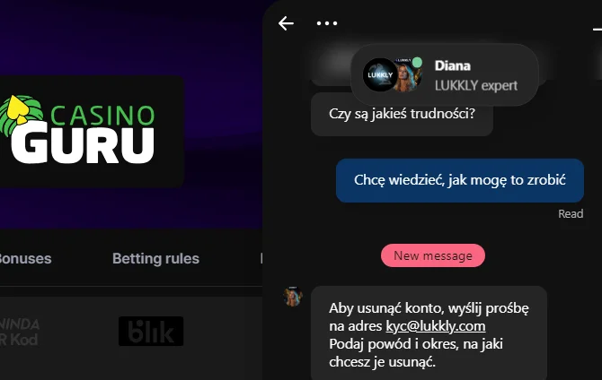 Lukkly Casino How to deleted account