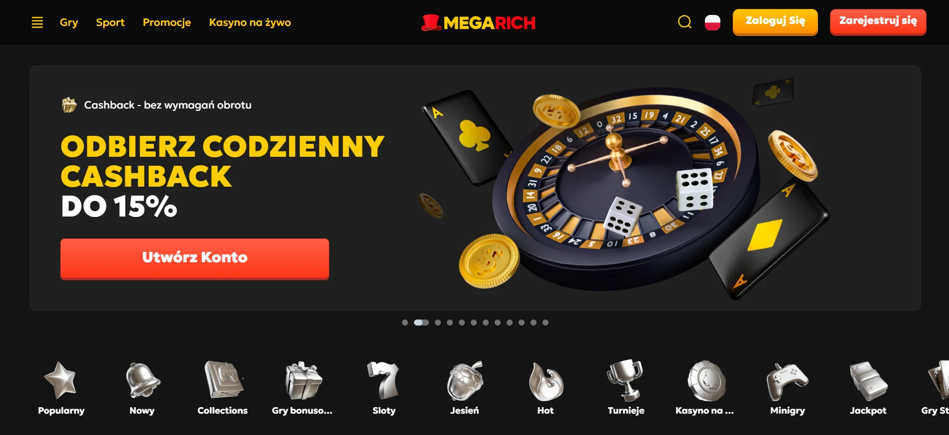 Megarich Casino Homepage