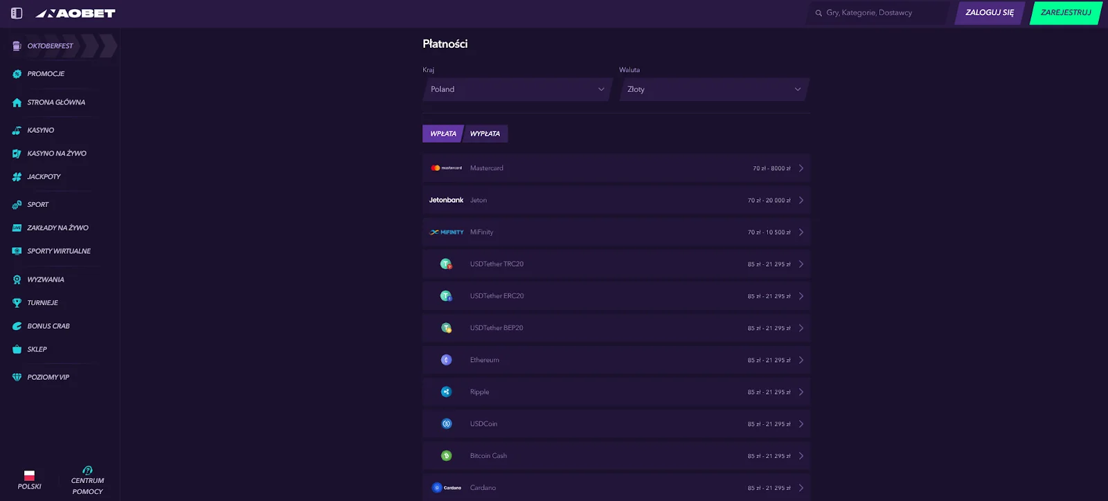 Naobet Casino Deposit Methods Poland