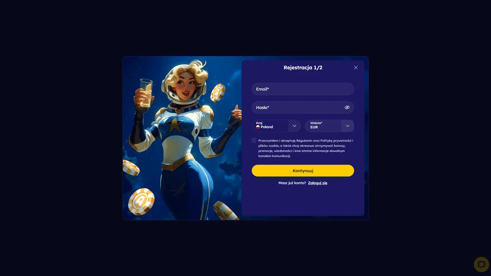 Proces rejestracji w kasynie Vegas Nova