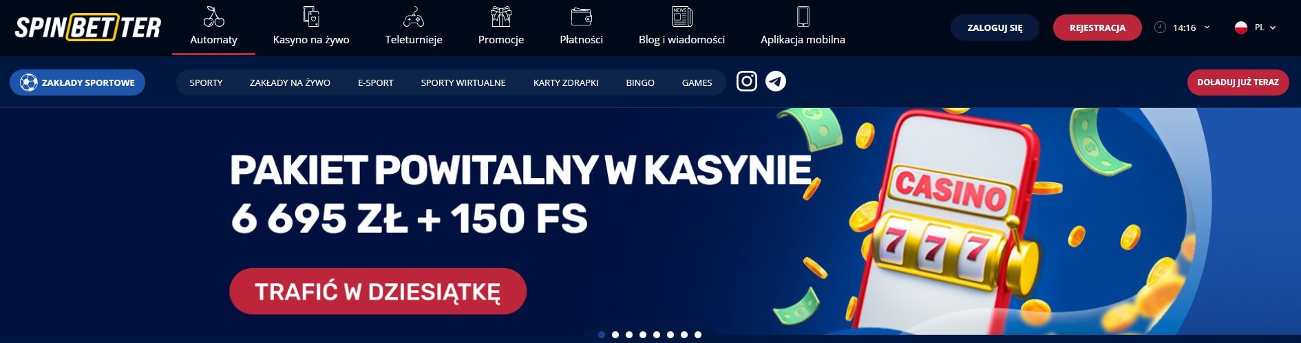 Bonus powitalny w kasynie SpinBetter screenshot