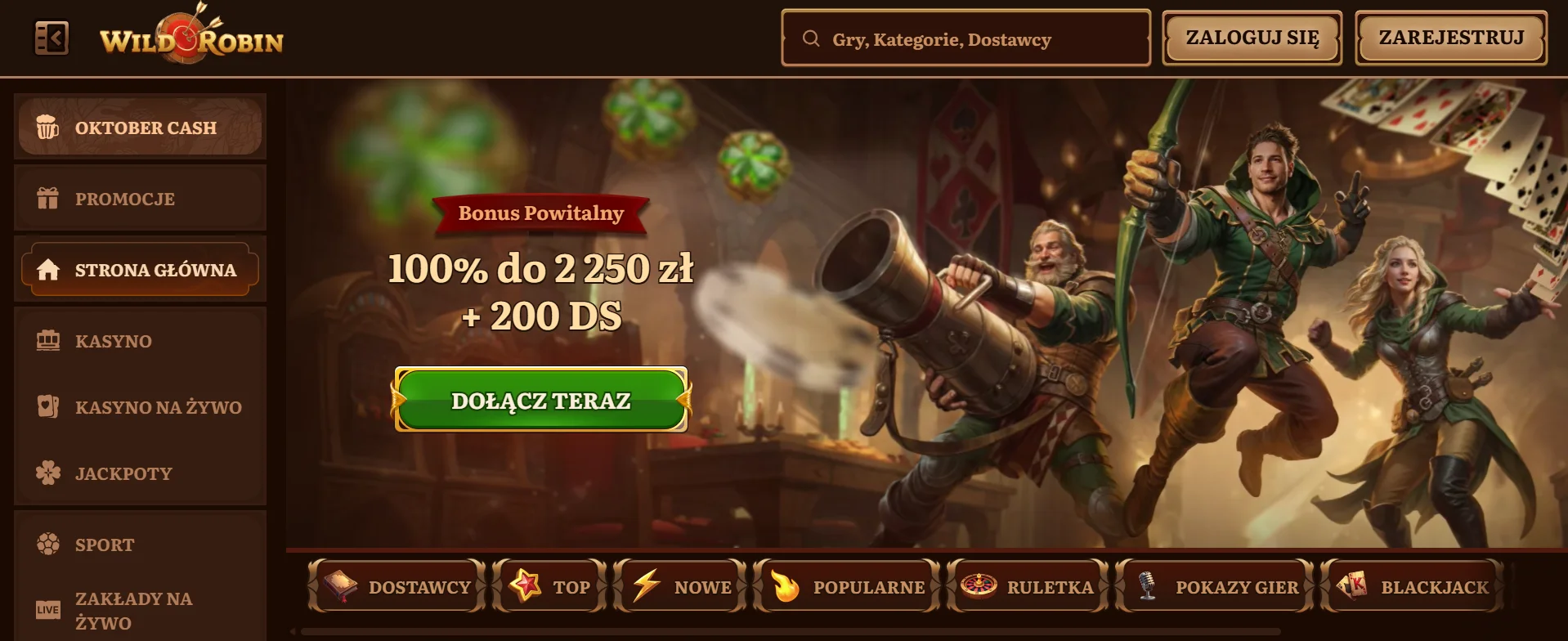 Wild Robin Casino Homepage Poland