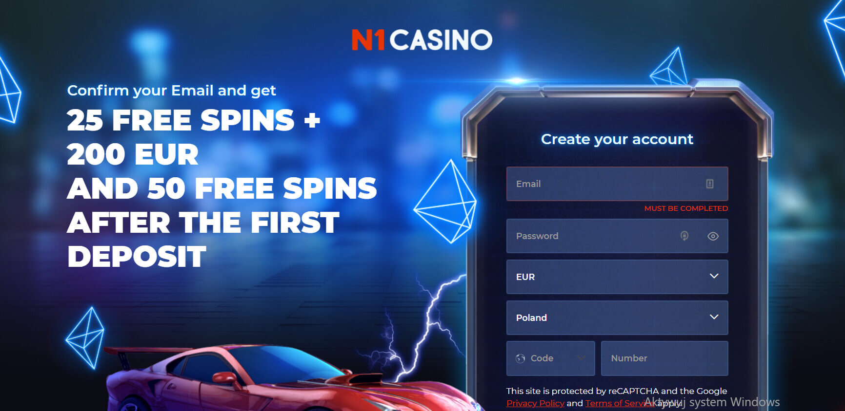 n1 kasyno bonus bez depozytu screenshot