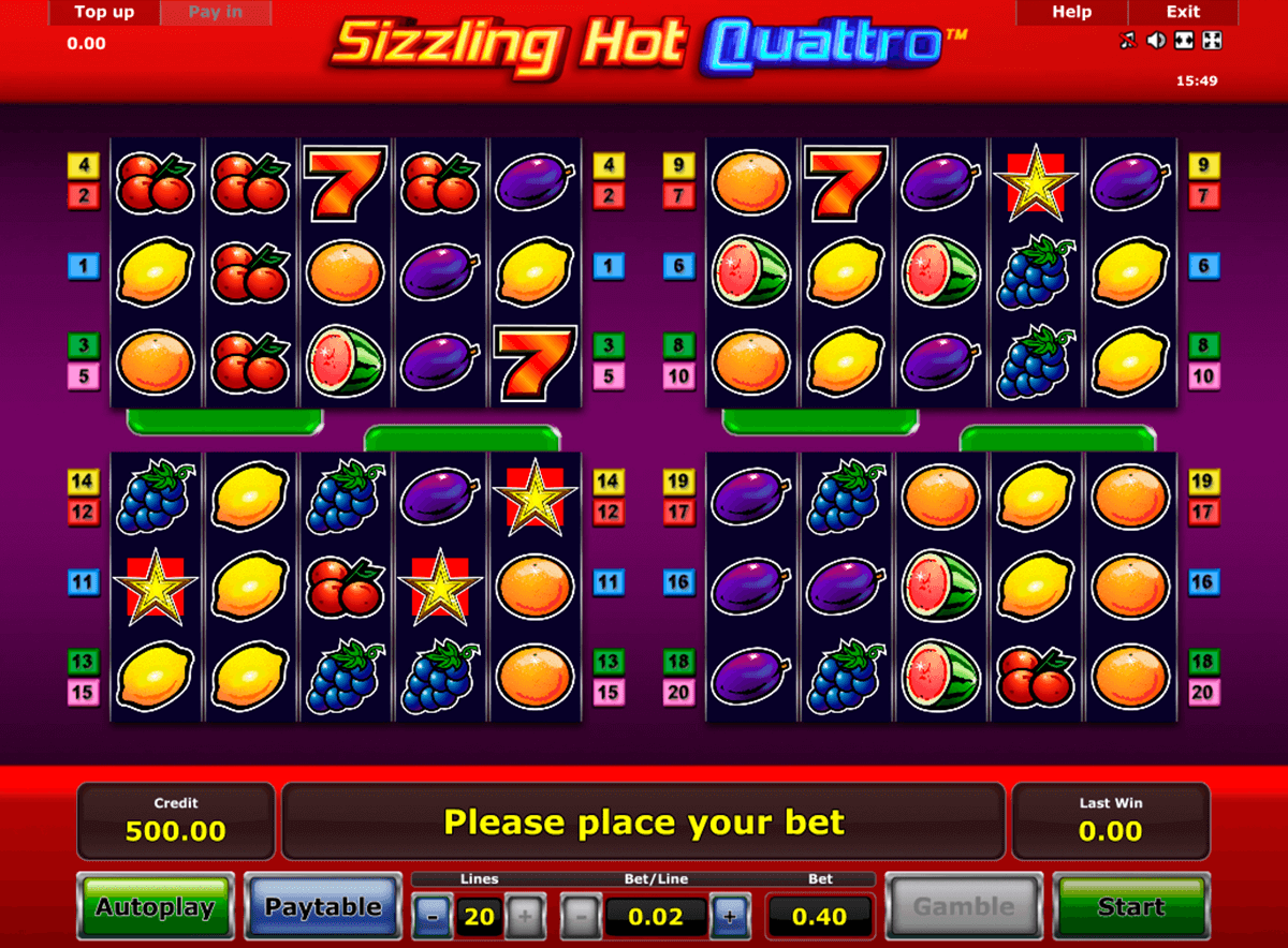 sizzling hot quattro novomatic automat online 