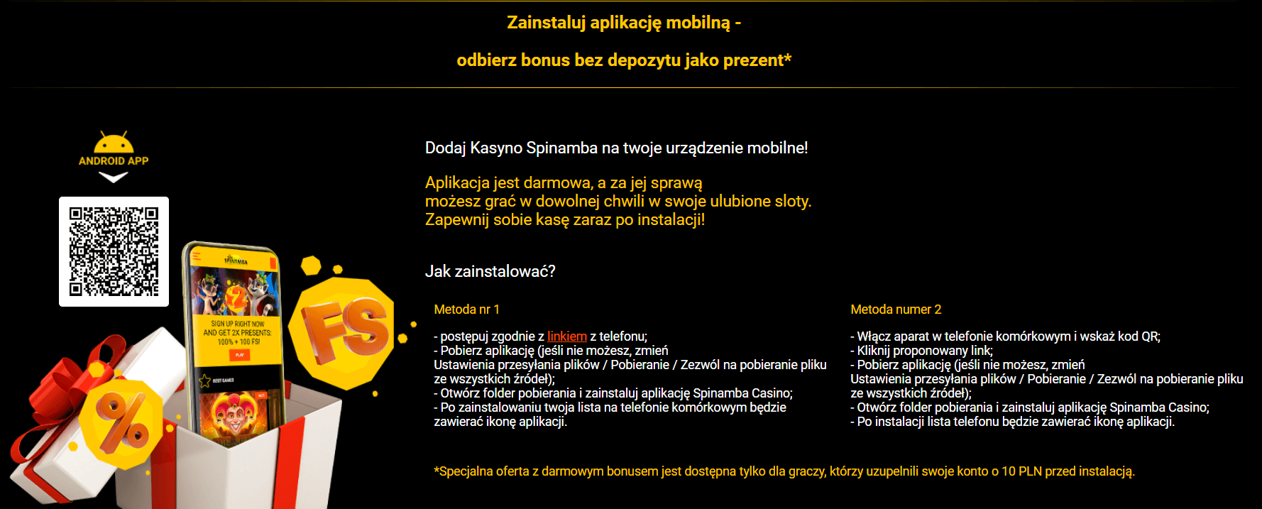 spinamba kasyno aplikacja screenshot