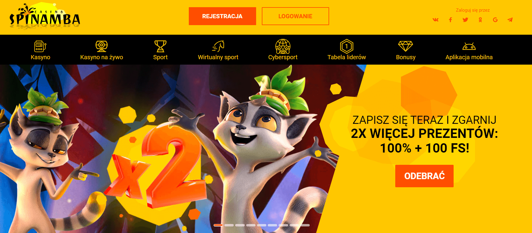 spinamba casino bonusy powitalne screenshot